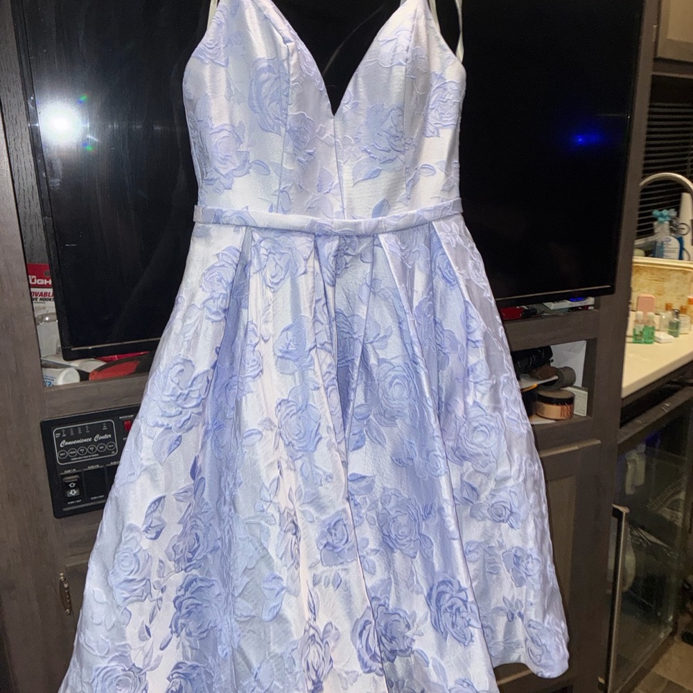 Elegant Lilac Floral Fit-and-Flare Sherri Hill Dress